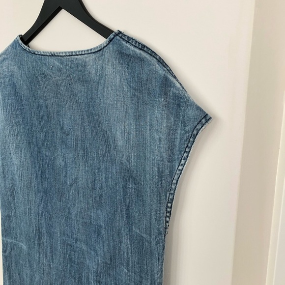 ARITZIA Wilfred Free Denim Dress Nori Frayed fringe hem. Jean dress oversized XS - Picture 7 of 16